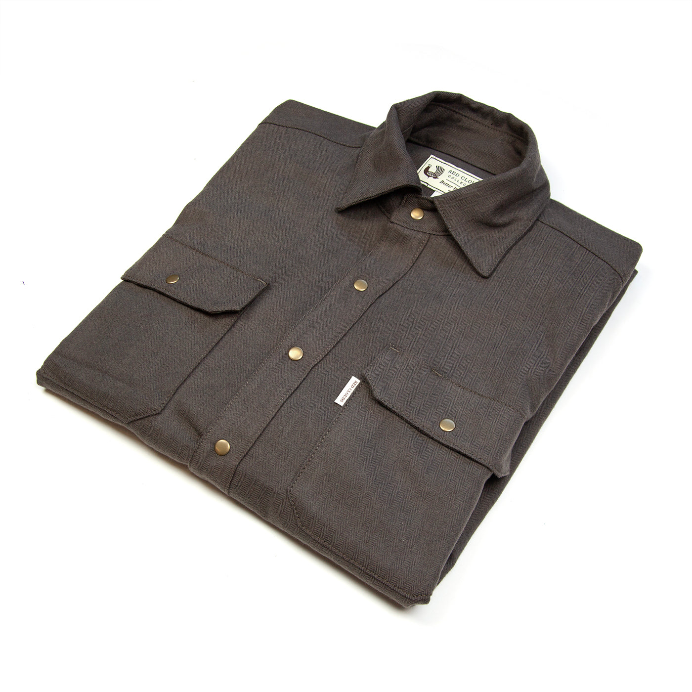 Witham Flannel Shirt - Walnut Herringbone