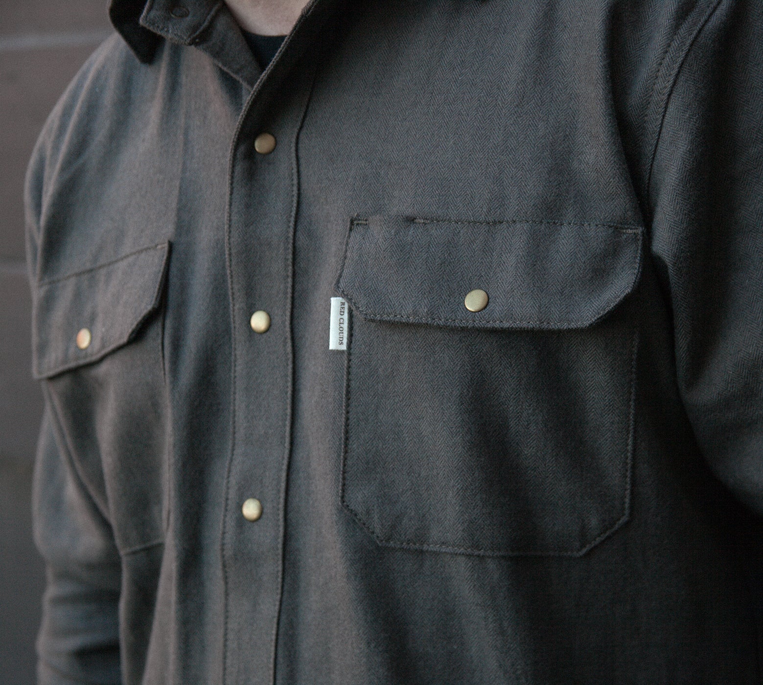 Witham Flannel Shirt - Walnut Herringbone