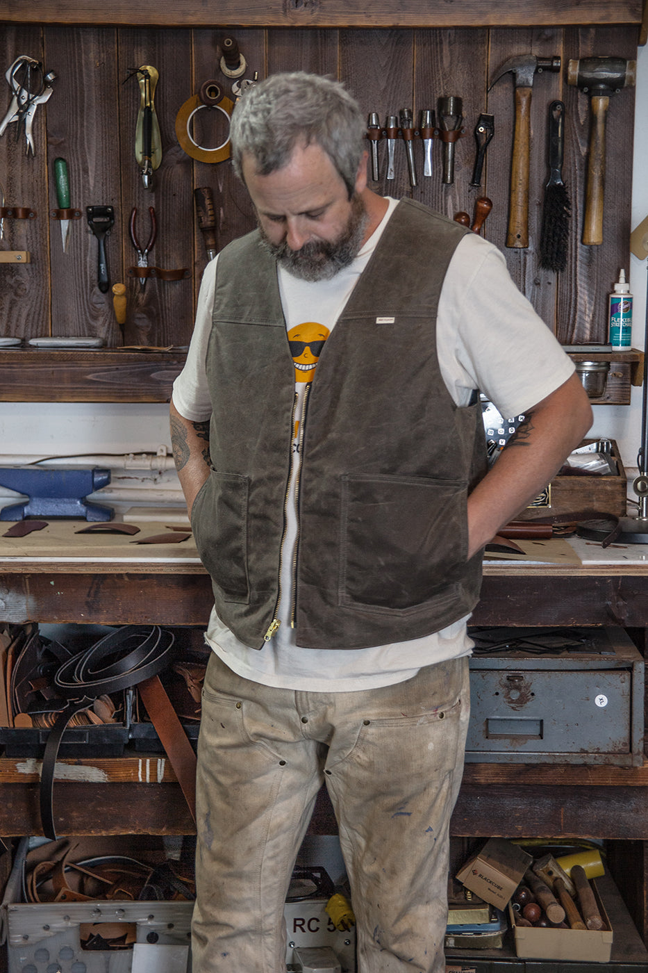 Reversible Vest - Havana Waxed Canvas
