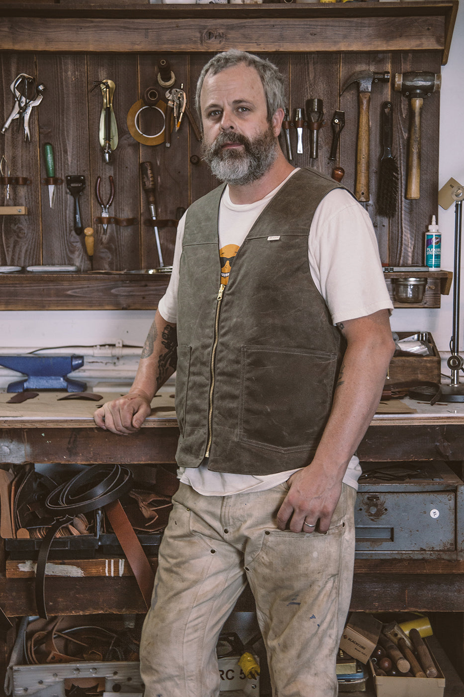 Reversible Vest - Havana Waxed Canvas