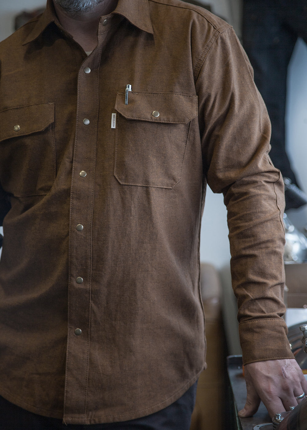 Witham Linen Shirt - Cinnamon Brown