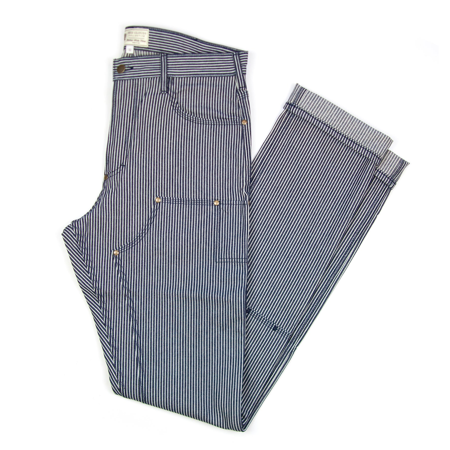hickory stripe, work pants, hickory work pants, painter pants, engineer pants, stripe pants, made in usa pants, usa made work pants, workwear