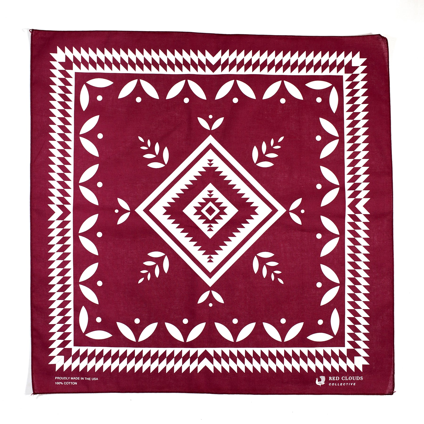 red clouds bandana, usa made bandana, bandana, cotton bandana, red clouds collective