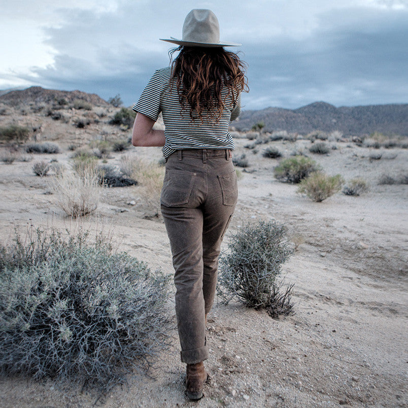 Waxed Canvas Work Pant, Fitted work pant, waxed canvas pants, pants made in usa, made in Portland Oregon, durable pants, best waxed canvas pants, slim fit work pant, red clouds pants, waxed cotton pants, pants made to last, women's work pants, waxed canvas girls pant, women's work pant, work pant for women, made in usa, oil cloth, waxed cotton