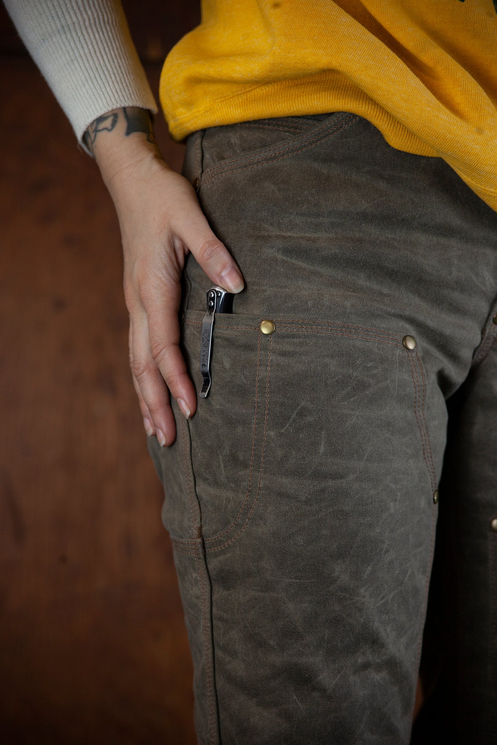 GN.05 Women's Waxed Canvas Fitted Work Pant - Havana