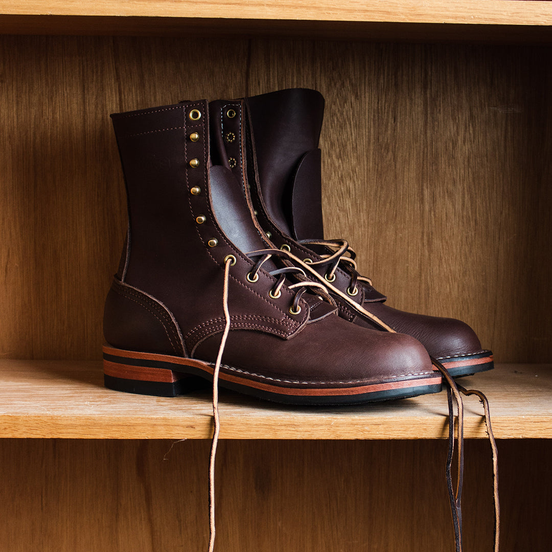 Red Clouds Boots, Nick's Boots, Leather boots, boots made in the usa, moto boots, brown leather boots, 8" tall boots, mens boots, quality boots, Nicks boots, handmade boots, vibram sole, the rambler boots