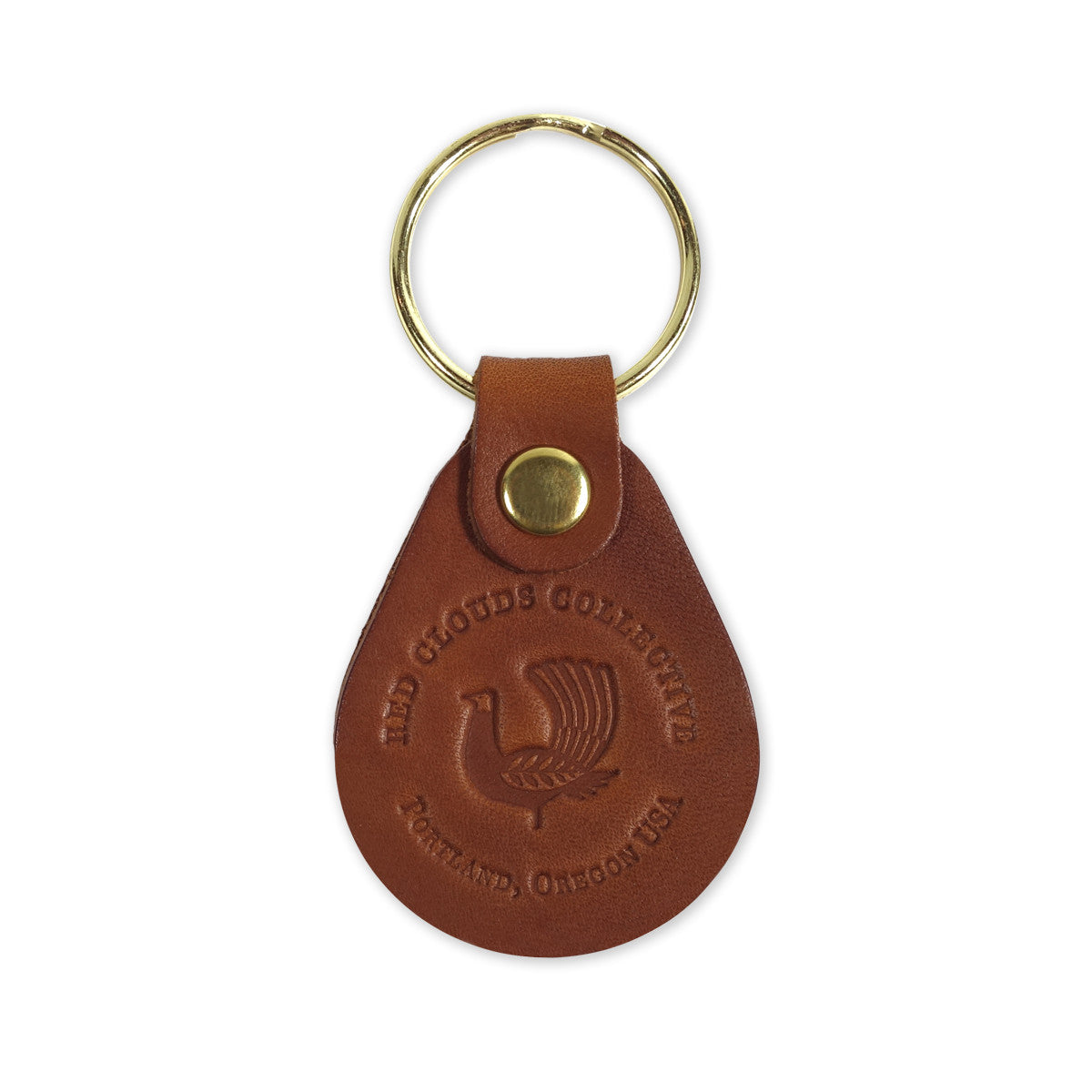 leather keychain, red clouds keychain, round keychain