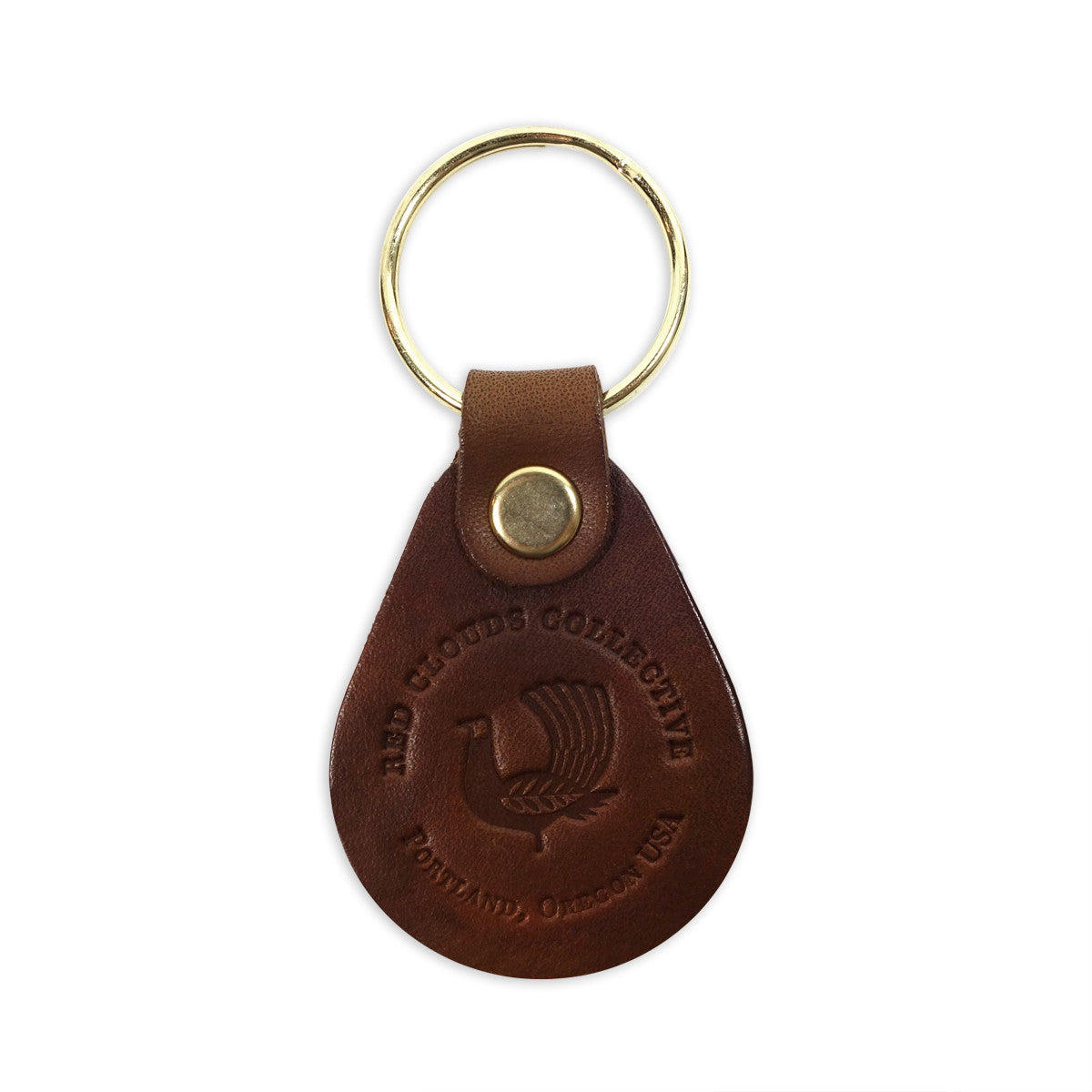 leather keychain, red clouds keychain, round keychain
