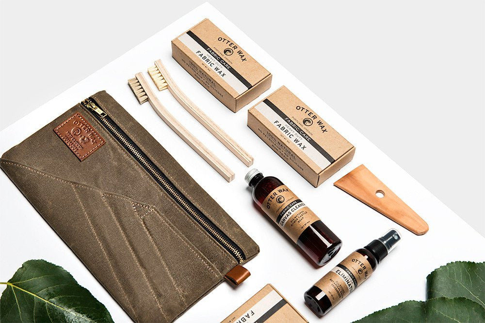 waxed canvas, care kit, otter wax, red clouds collective, bar of wax, tin cloth, kinfolk