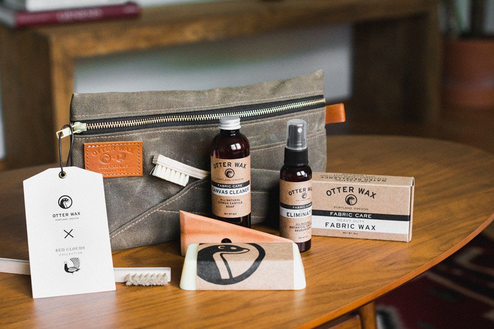 waxed canvas, care kit, otter wax, red clouds collective, bar of wax, tin cloth, buy