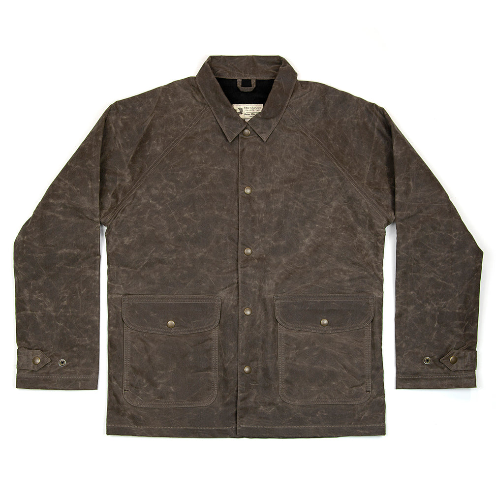 Red Clouds Jacket, belmont jacket, belmont, waxed canvas jacket, jacket made in usa, portland jacket, oil cloth jacket, waxed canvas coat, durable jacket, made in america, winter jacket made in usa, medium weight jacket, quality coat, v2, tin cloth, cruiser, lumber jack, durable, best jacket
