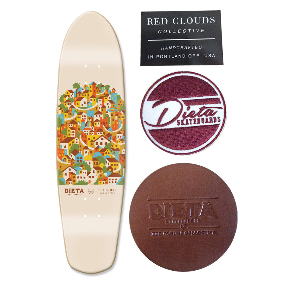 red clouds skateboard, cruiser deck, dieta x red clouds, zip zinger, beer run, red clouds deck, dieta skateboards, dave wien, david wien art