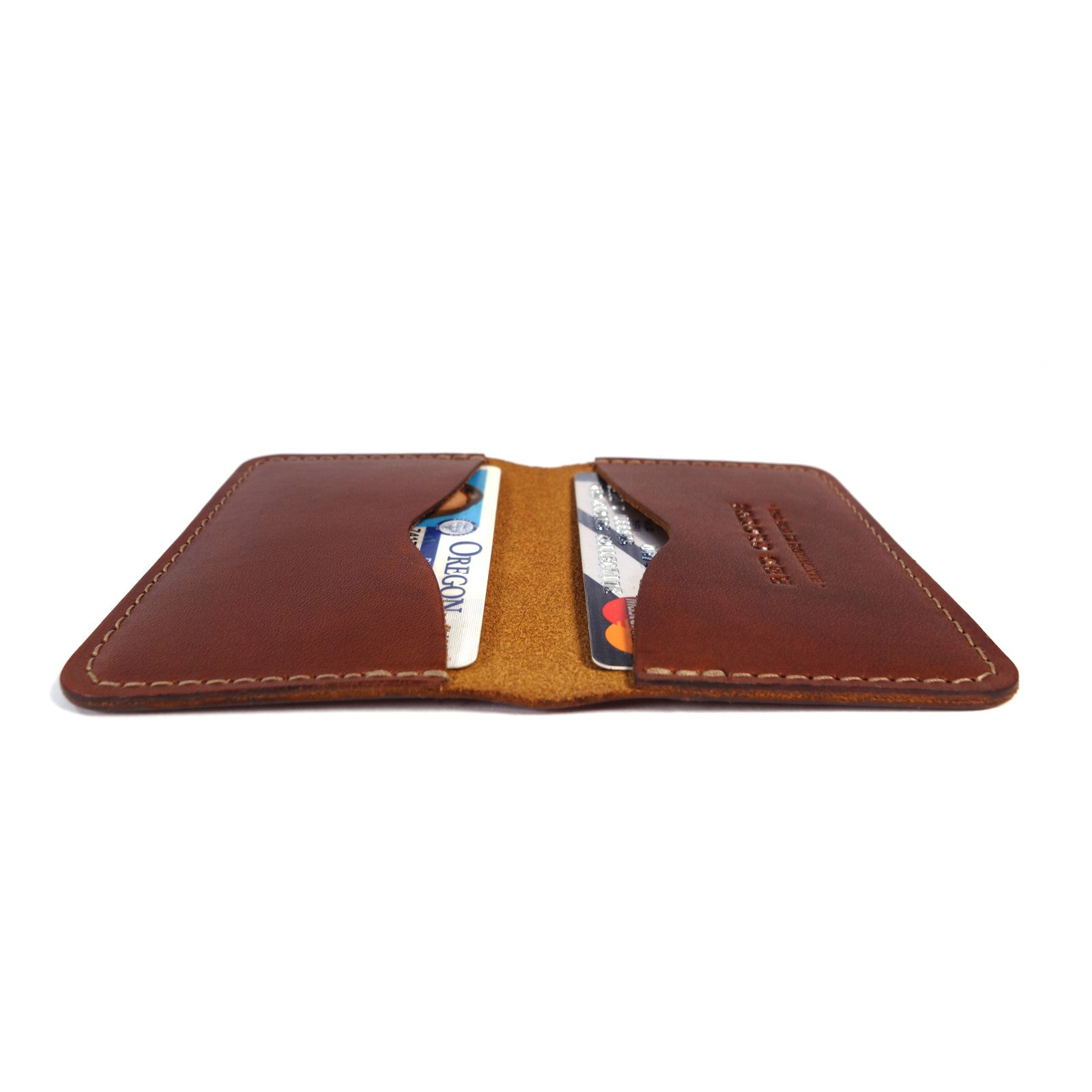 Frontside wallet. Card wallet. slim card case. leather card wallet. For those who like to keep their wallets in their front pockets. Slim enough to comfortably carry and large enough to fit your essential cards and some cash.  3/4oz Herman Oak Vegetable-Tanned Leather 2 Card-Slots