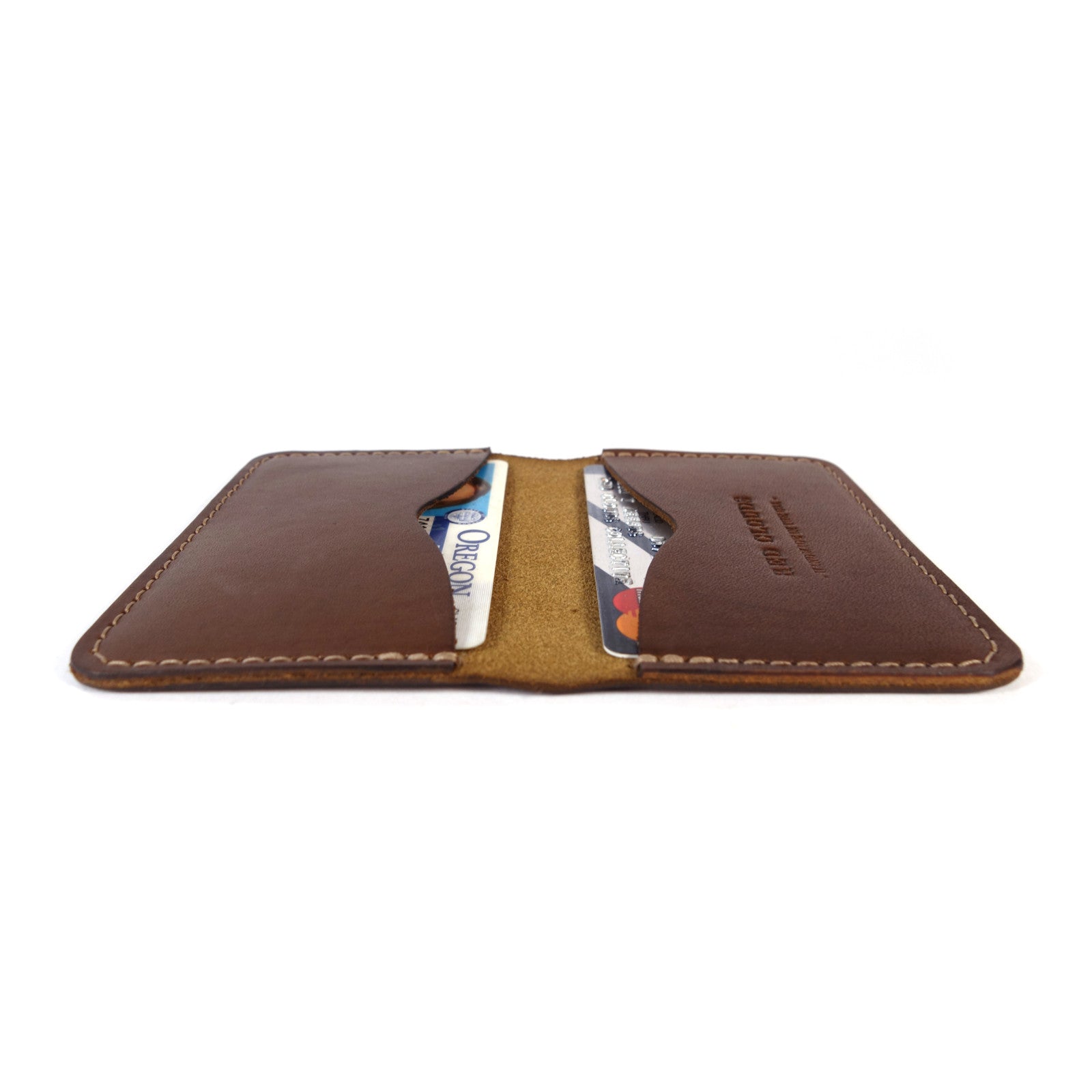 Frontside wallet. Card wallet. slim card case. leather card wallet. For those who like to keep their wallets in their front pockets. Slim enough to comfortably carry and large enough to fit your essential cards and some cash.  3/4oz Herman Oak Vegetable-Tanned Leather 2 Card-Slots