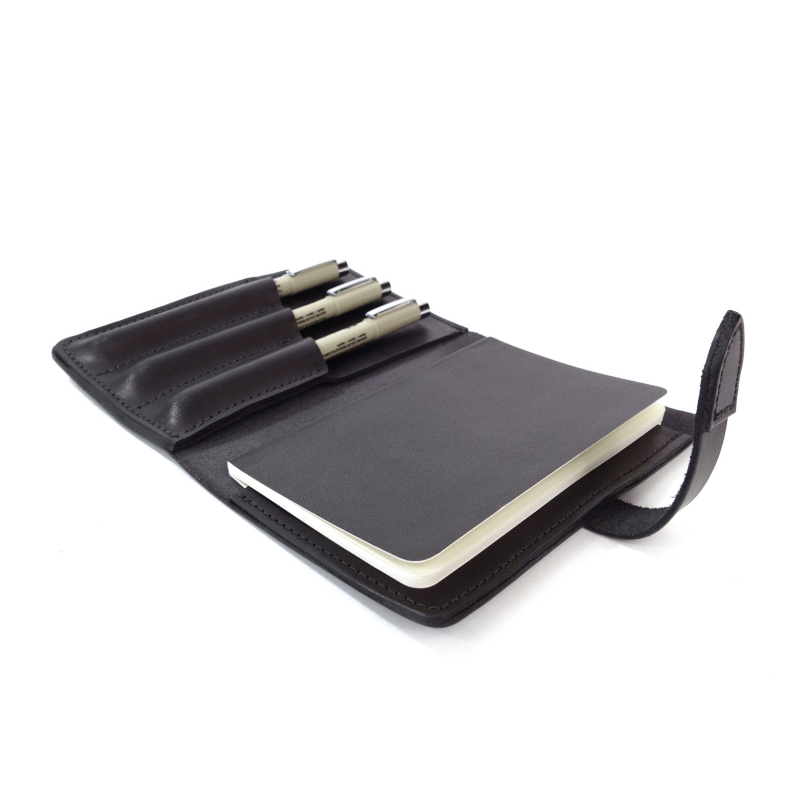 Leather Art Kit, Leather notebook, The Journeyman Art Kit is made with Herman Oak leather. Moleskine notebook and 3 micron pens for a complete traveling art kit.