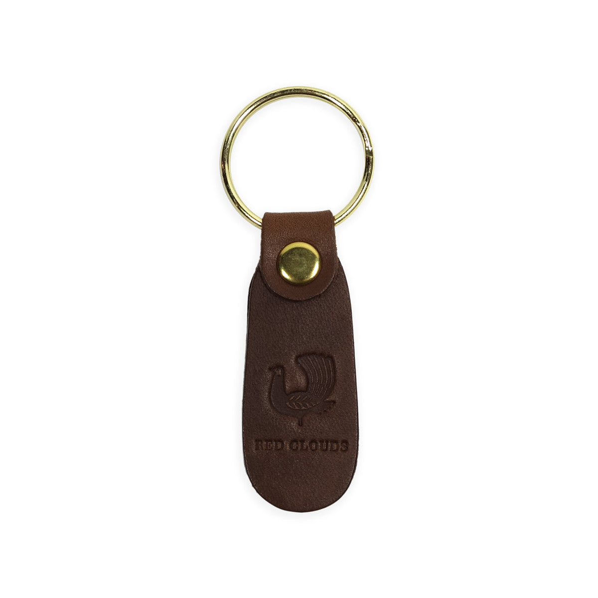 leather keychain, made in usa, walnut, embossed leather