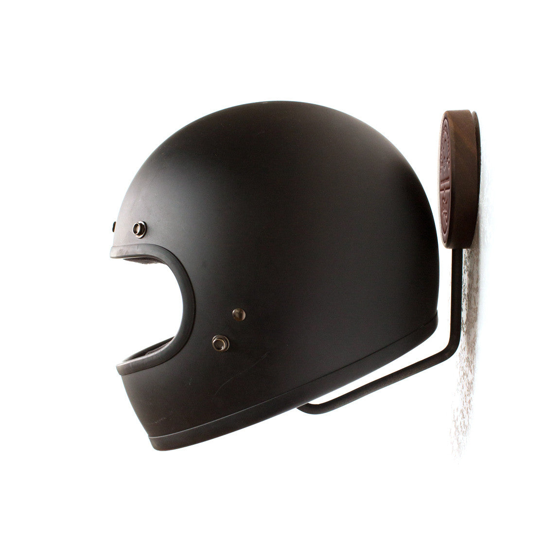 helmet rack, wood helmet rack, motorcycle helmet rack, metal helmet rack, leather and wood, metal and wood, westbound and red clouds
