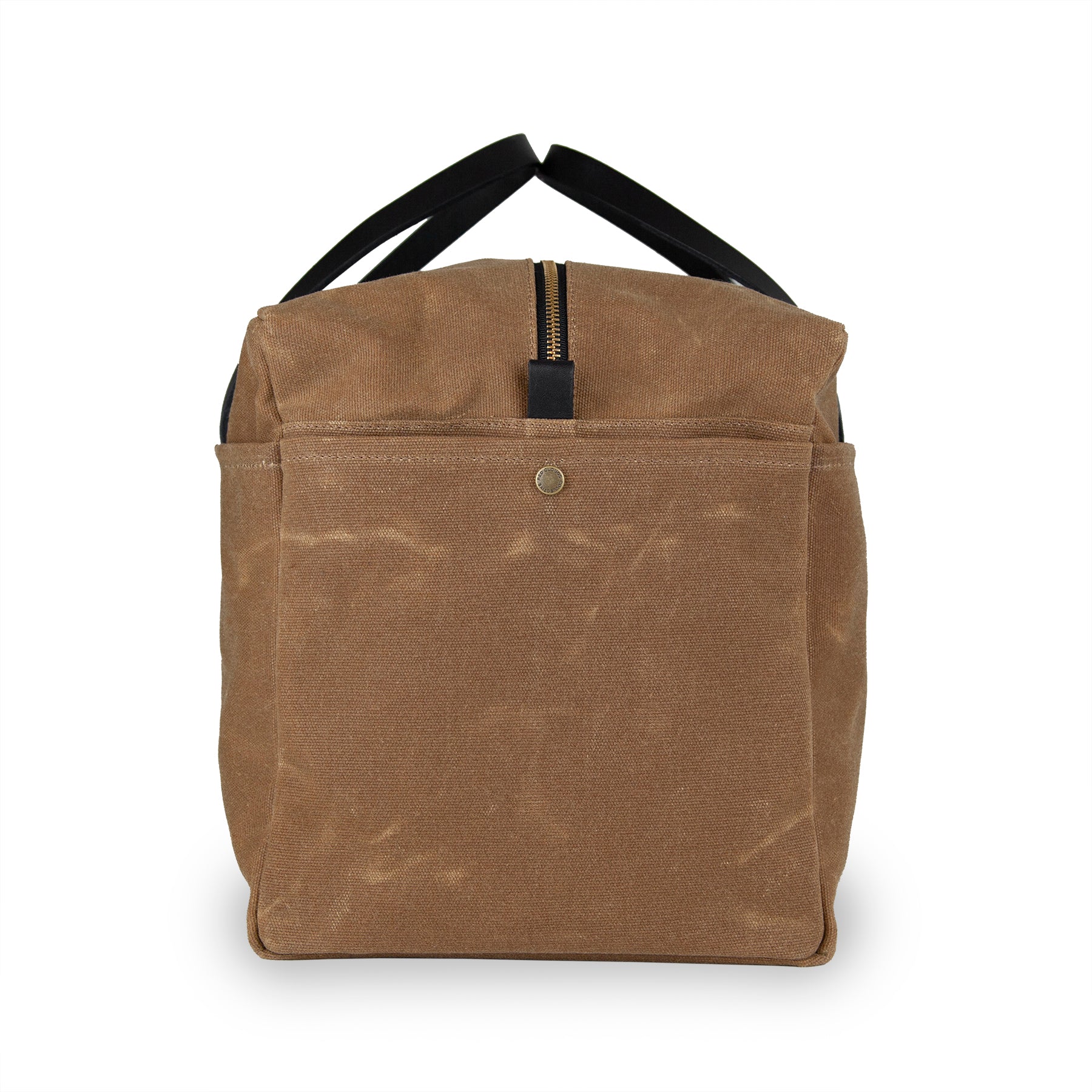 Waxed Canvas Duffle Bag - Brush Brown With Black Leather
