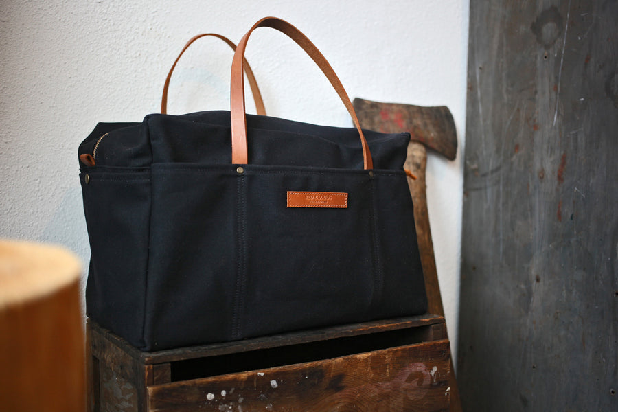Waxed Canvas Duffle Bag - Black