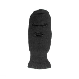 3-HOLE BEANIE KNIT SKI FACE MASK BLACK