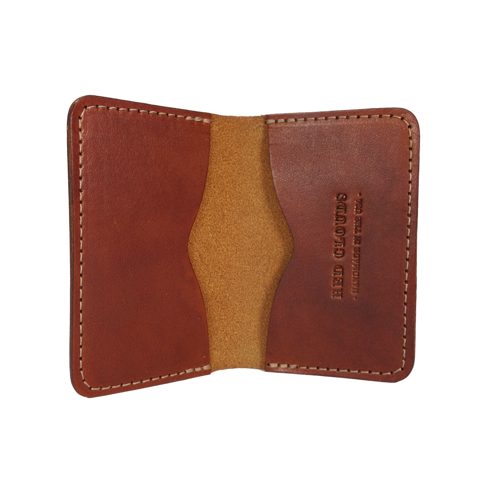 Leather Card Holder - Brown, Red
