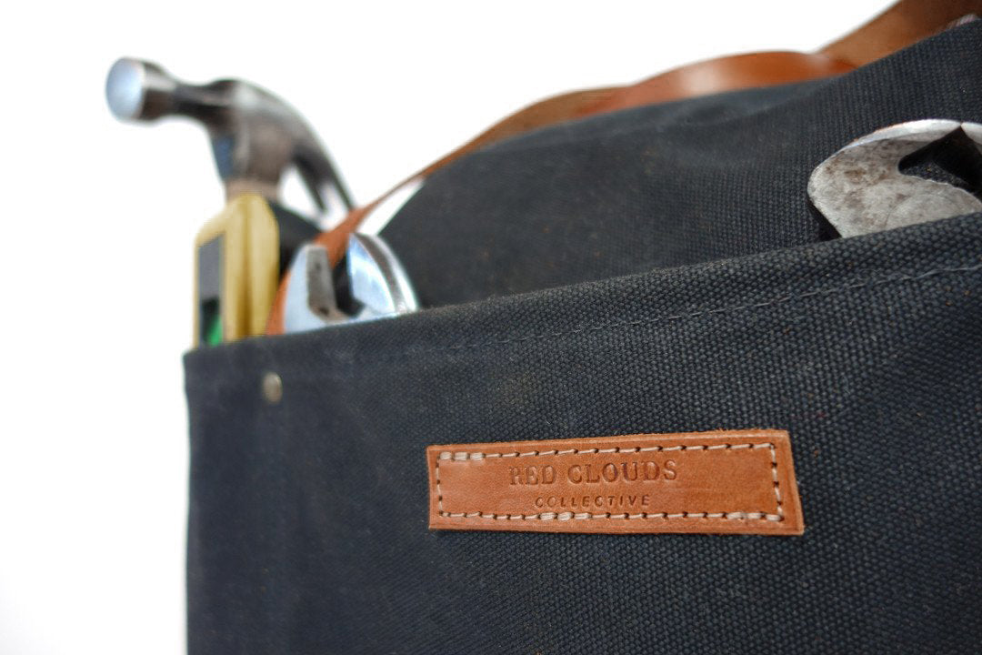 Waxed Canvas Duffle Bag - Black with Black Leather - Red Clouds Collective  - Made in the USA