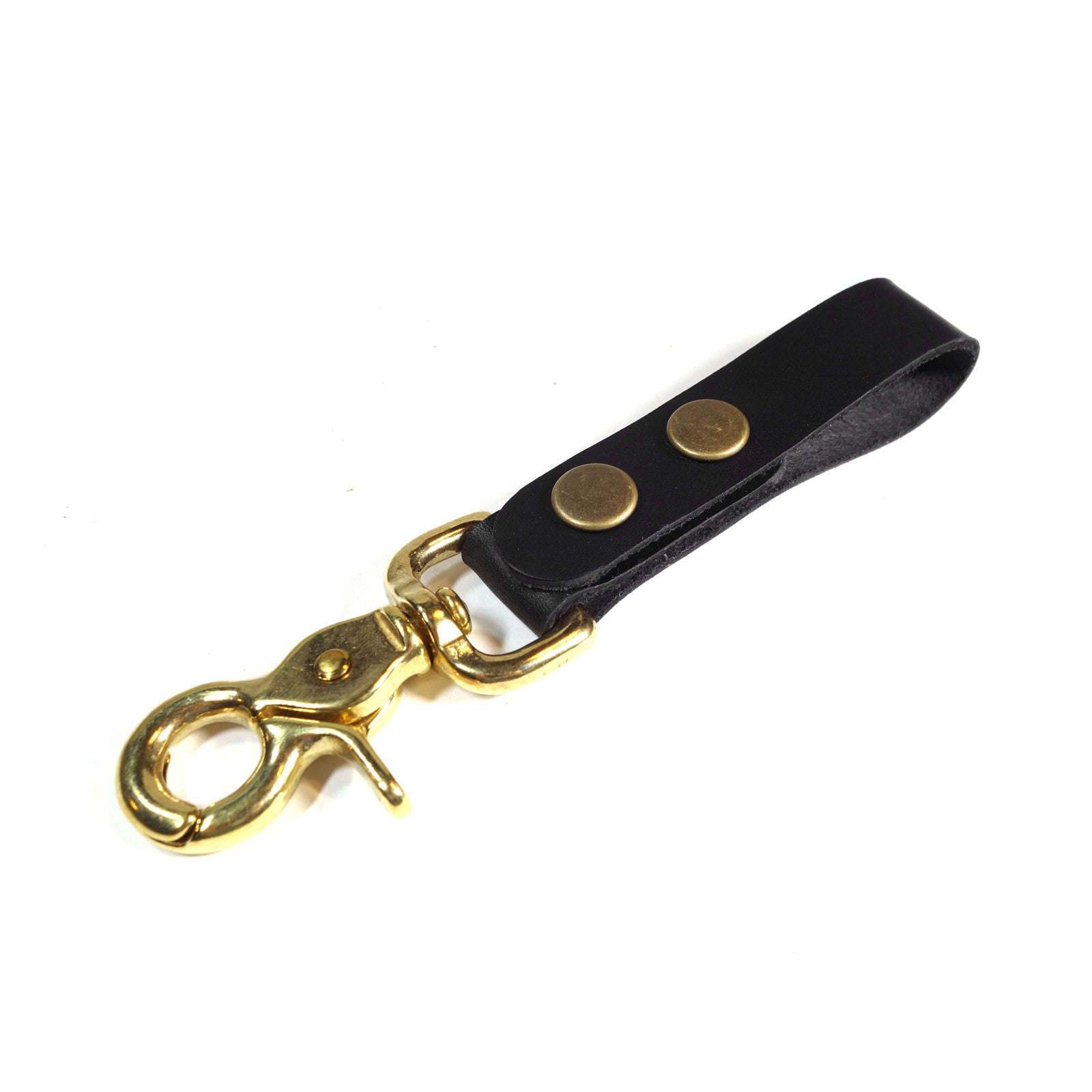 Made in the USA - Black Leather Key Fob with Basketweave Protector