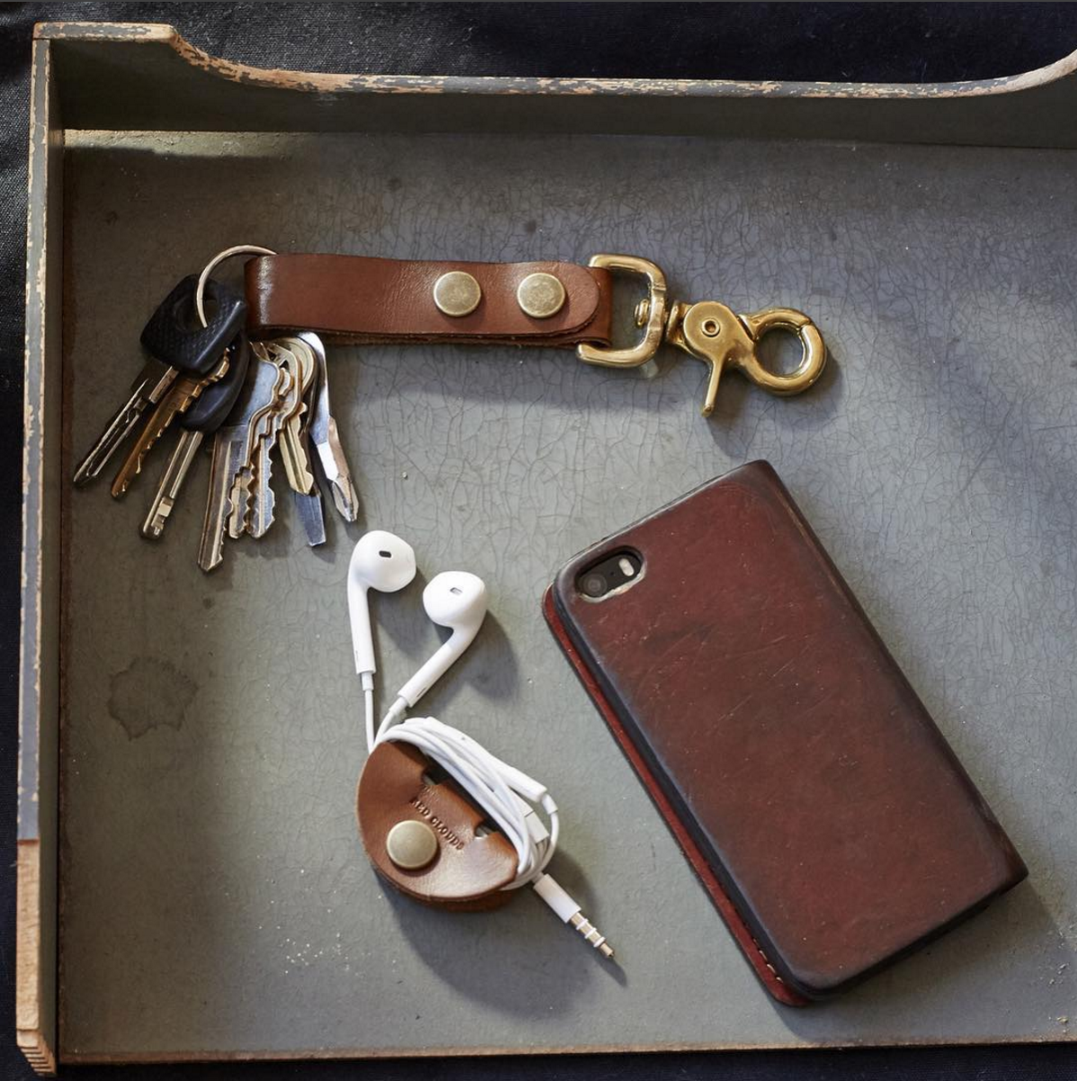 key fob, leather, brass, keychain, snaps