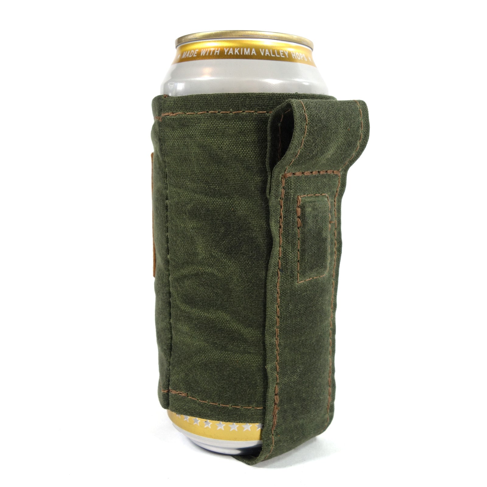 Magnetic Koozie, waxed canvas koozie, leather koozie, rare earth magnets, beer koozie, tallboy koozie, red clouds koozie, This is not your normal koozie. It uses very strong, rare earth magnets to hold the weight of your full beverage attached to the fridge, stove, your car or any other metal surface while you are working or playing. A clever back loop also lets you attach a string and wear the koozie around your neck.