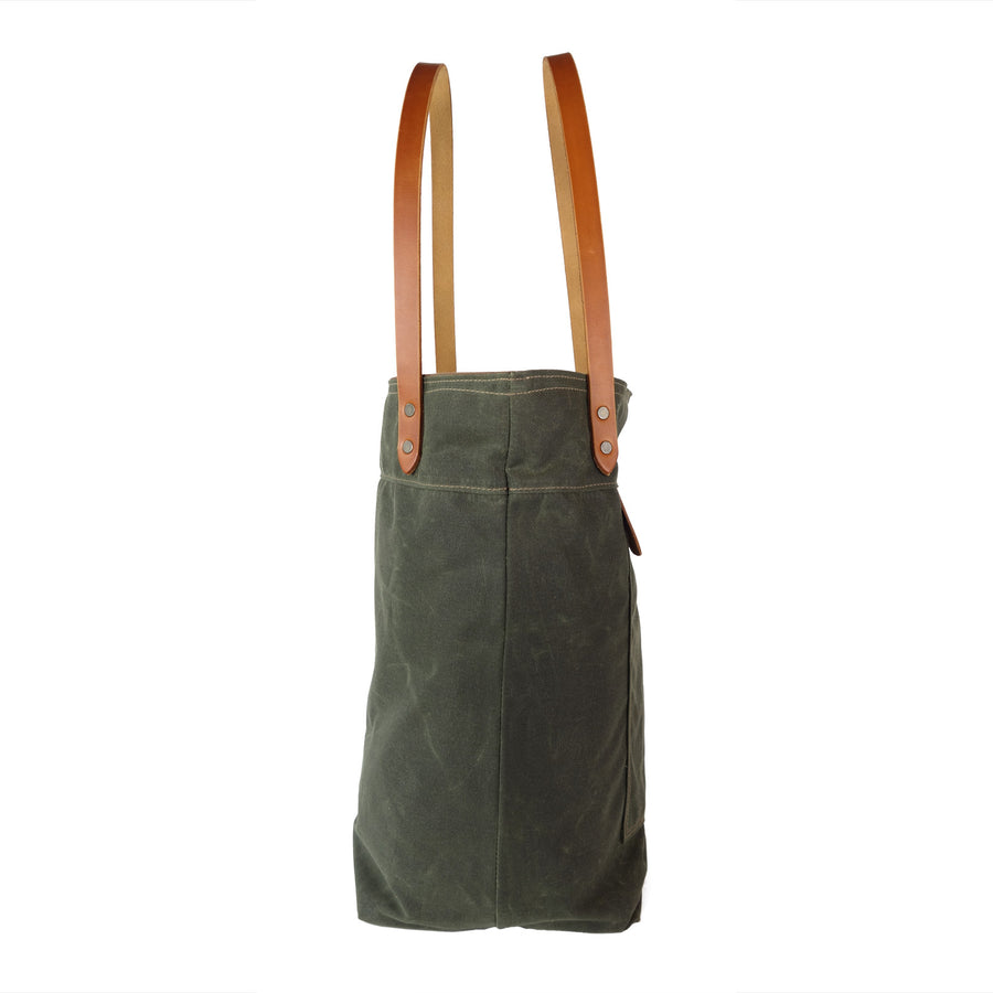 tote bag, waxed canvas tote bag, waxed cotton bag, waxed canvas bag, handmade tote bag, over the shoulder tote, red clouds tote bag