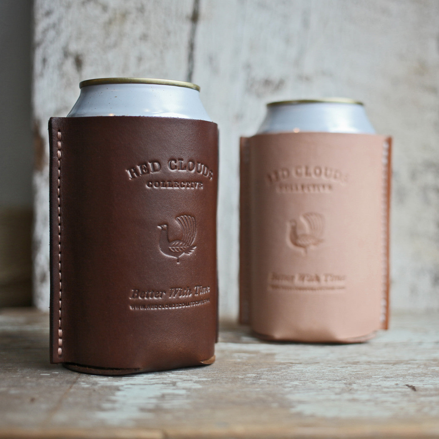 leather koozie, leather can, leather coozie, coaster, leather beer holder, leather bottle koozie, made in usa, leather