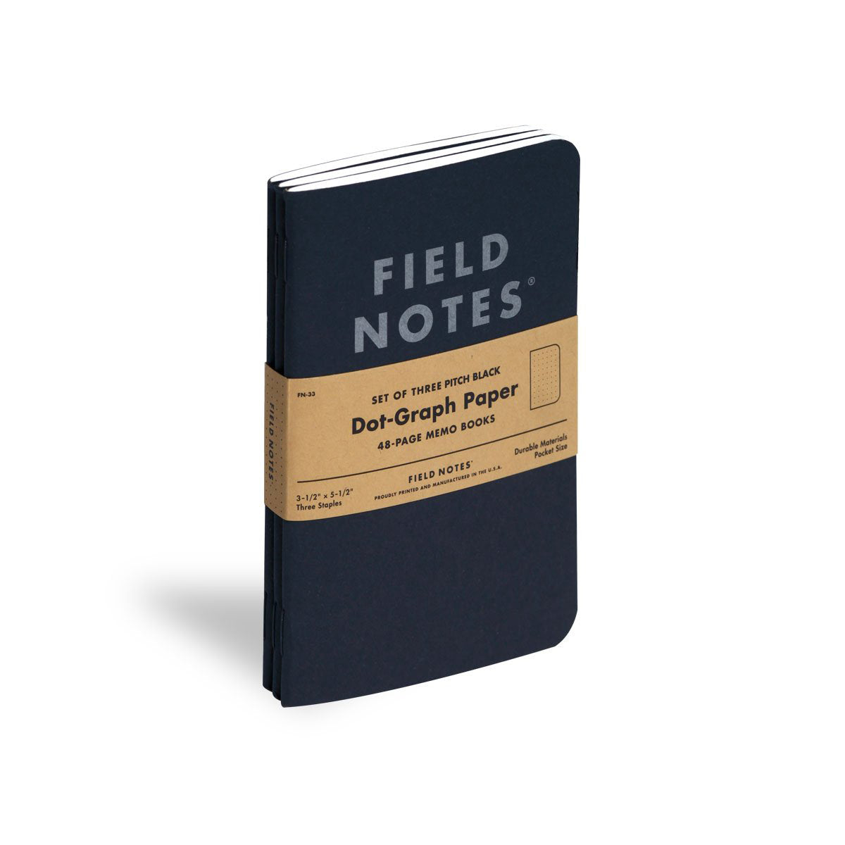 Field Notes Pitch Black 3-Pack Memo Book