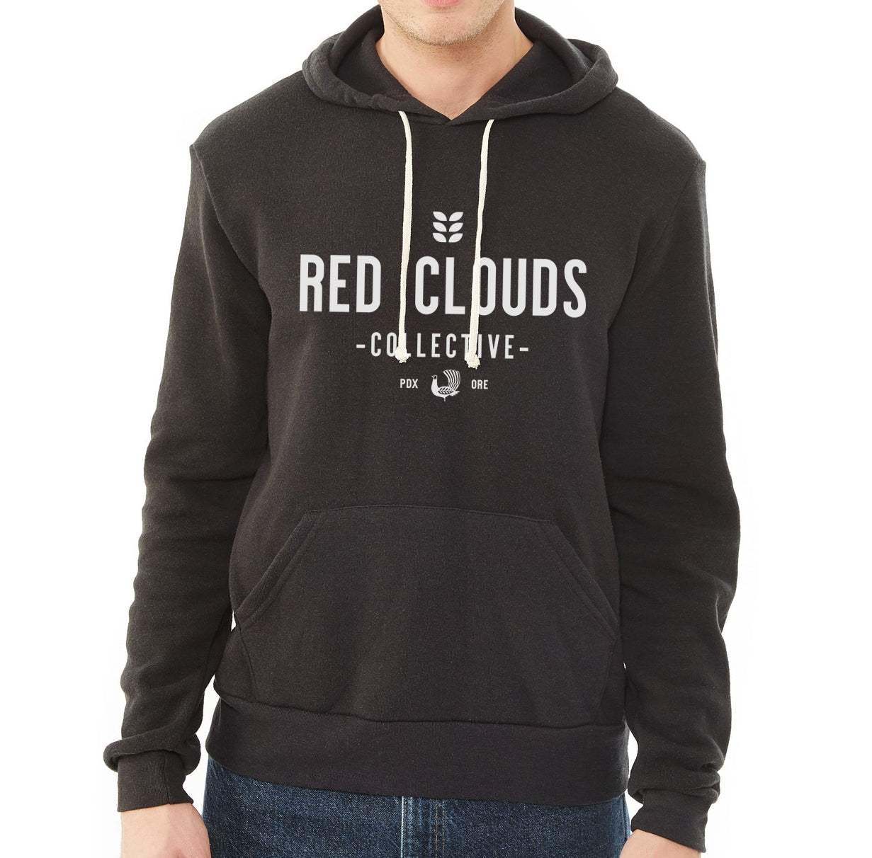 red clouds sweatshirt, hoodie, hoody, black sweatshirt, made in usa, made in portland, red clouds collective, rcc hoodie