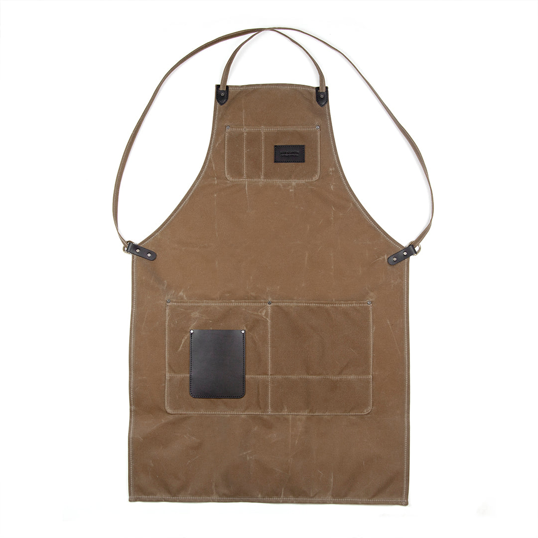 The Winston Apron - Brush Brown / Black Leather - Red Clouds