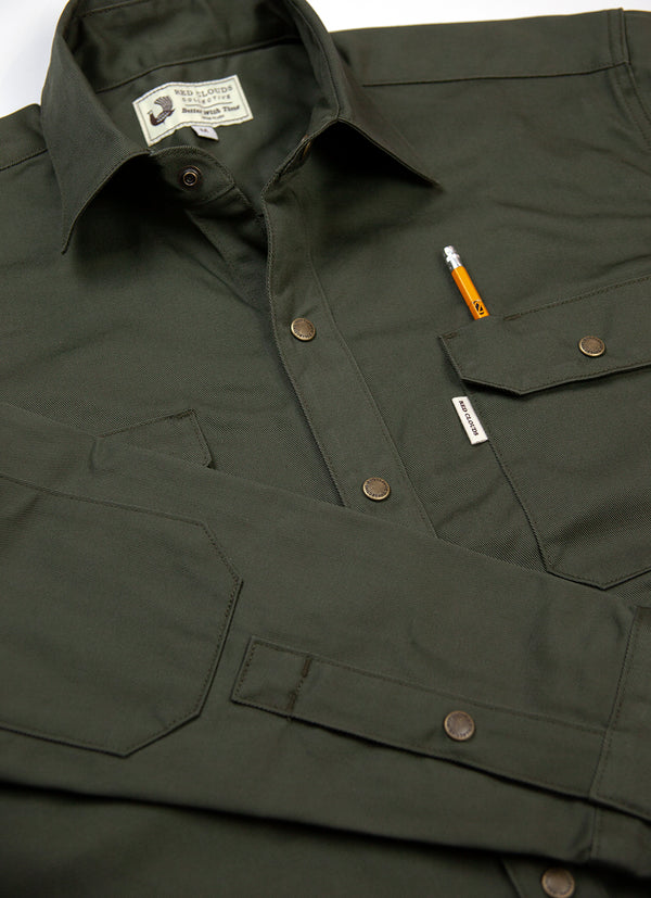 Witham Work Shirt - Olive Twill